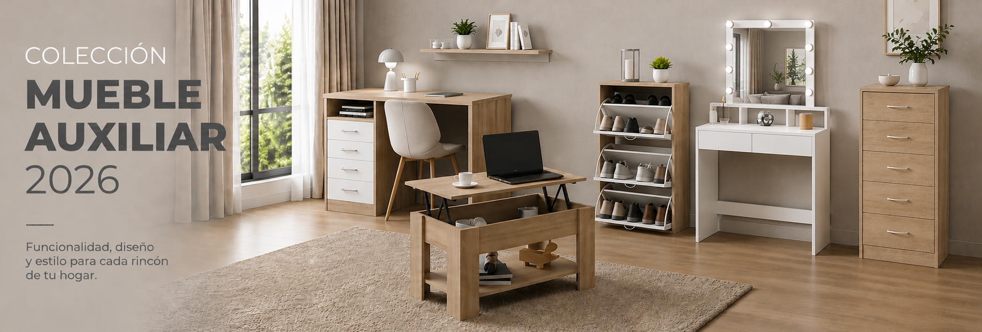 Mueble Auxiliar Barato 2026, Ofertas con Descuentos en Sinfonieres, Zapateros, Mesas de Centro entre otros.